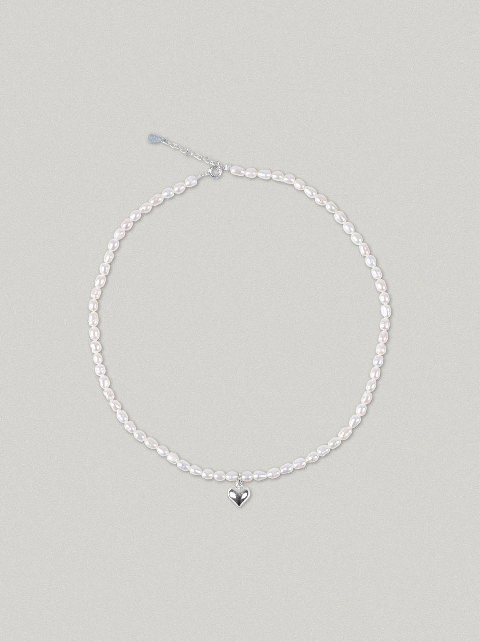 Mini Heart Oval Pearl Necklace - silver (silver 925)