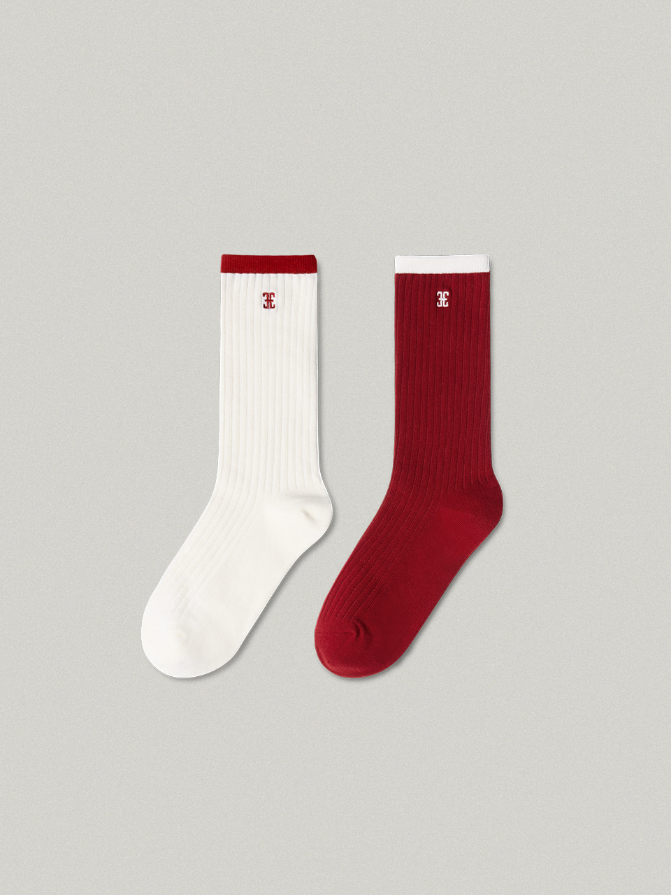 Line Point Classic Socks - red, cream (set)라인 포인트 클래식 삭스
